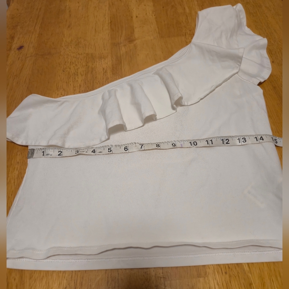 Maeve White Asymmetrical Ruffled Blouse - Picture 5 of 7